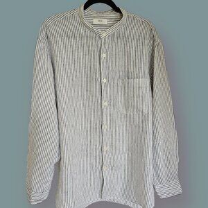 Uniqlo unisex Linen stand collar shirt